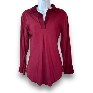 4/$20 Spoiled Rotten Burgundy Long Sleeve Split Neck Blouse Top Size Small